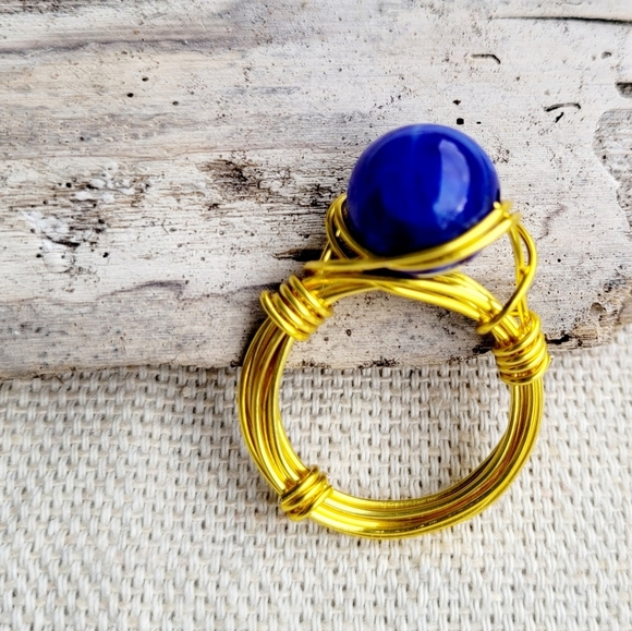 HANDMADE Boho Rings Lot Copper Gold Rose & Silver Wire Wrapped Glass Beads - Picture 11 of 14